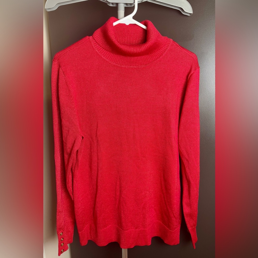 NWT | Carolyn Taylor | Size XL | Sparkle Red Turtleneck Sweater
